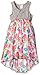 Youngland Girls' Grey Knit To Floral High-Low Chiffon Dress