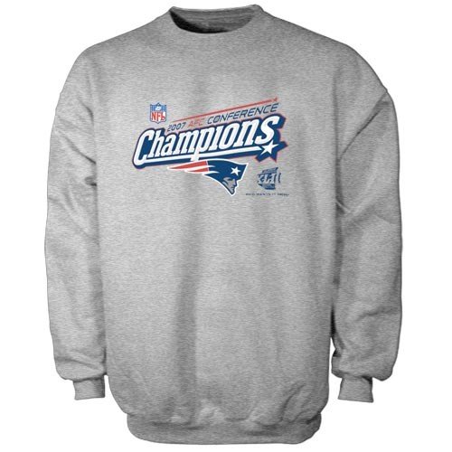 Buy New England Patriots Ash 2007 AFC Conference Champions Locker Room Crew Sweatshirt by Football Fanatics