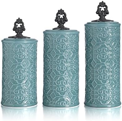 American Atelier Devi 3 Piece Canister Set, Blue