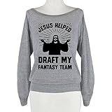 HUMAN Jesus Helped Draft My Fantasy Athletic Grey Medium T-Shirt