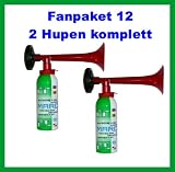 Marco Fanpaket 12-----HUPEN FANSET Hupe Tröte Presslufttröte Signalhorn Pro Flasche mit 200ml nicht entflammbaren Gas befüllt