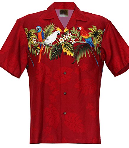 WinnieFashion (100% Cotton) Hawaiian Parrot Aloha Shirts (USA)