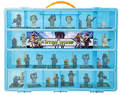 Star Wars Lego Mini Figures Storage Case with Large Sturdy Carrying Handle - Blue Star Wars Lego Mini Figures Storage Case with Large Sturdy Carrying Handle - Blue