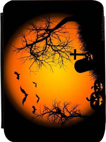 Rikki KnightTM Halloween Silhouette Graveyard Kindle® FireTM Notebook Case Black Faux Leather - Unisex - Ideal Gift for all occassions!