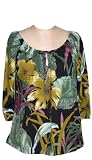 Peasant Blouse - Oriental Watercolor Adjustable Drawstring Front Women's 3/4 Sleeve Hawaiian Aloha Blouse - Regular & Plus Size