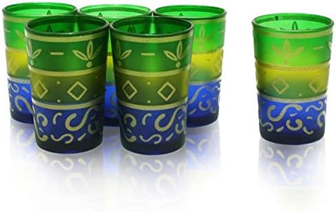 Set of 6 Painted Moroccan Tea Glasses (India)