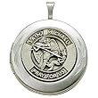 7/8" Sterling Silver Round Polished St. Michael Locket Necklace on 18" Chain