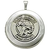 7/8" Sterling Silver Round Polished St. Michael Locket Necklace on 18" Chain
