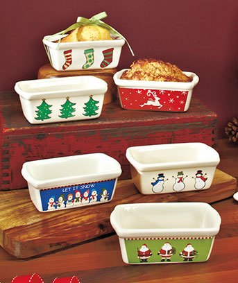 Set of 6 Colorful Small Holiday Loaf Pans