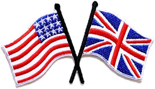 UNITED STATES US USA UNITED KINGDOM LONDON UK Cross Flag Relation Military Amry Uniform Jacket T-shirt Patch Sew Iron on Embroidered Sign Badge Costume