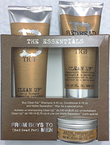 TIGI Bed Head for Men Clean Up Shampoo 8.45 oz / Conditioner 6.76 oz / Matte Separation Wax 3 oz Trio
