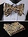 SetSense Men's Floral Jacquard Wedding Party Self Bow Tie Pocket Square Set