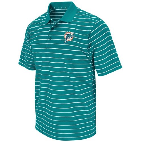 Miami Dolphins FanFare III Aqua Clima Cool Striped Polo Shirt - M
