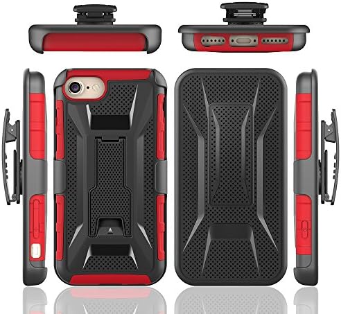 iphone6 iphone7 case，LEEYO 3 in 1 Shockproof Dust/Dirt Proof Tanks Supper Case for iphone 6 iphone 7 (iphone6/7 black red)