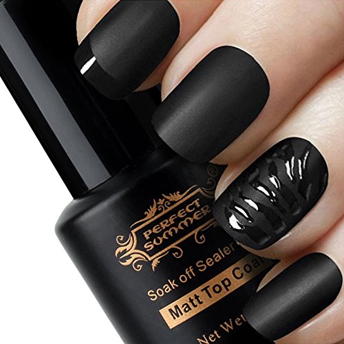 Perfect Summer Clear Matte Finish Top Coat Gel Nails Polishes 8ml UV/Led Soak Off Nail Lacquers Salon Artistic French Manicure Kit (Non-wipe/Non-cleaning)
