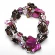 Purple and Black 3 Strand Stretch Bracelet Fashion Jewelry