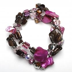 Purple and Black 3 Strand Stretch Bracelet Fashion Jewelry