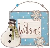 Sunset Vista Rusty Hinge Snowman, Snowman Welcome Door Sign, Blue, Large - B002UUUYM2