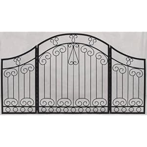 VICTORIAN ARCHED Garden Fence 3 Fold Trifold Panel Fireplace Hearth Spark Screen [60" x 34"] - BLACK
