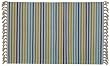 100% Cotton Flat Weave Blue and Yellow Rug Striped 2 X 3