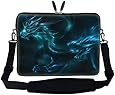 Meffort Inc 15 15.6 inch Laptop Sleeve Bag Carrying Case with Hidden Handle and Adjustable Shoulder Strap - Blue Dragon Design