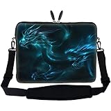 Meffort Inc 15 15.6 inch Laptop Sleeve Bag Carrying Case with Hidden Handle and Adjustable Shoulder Strap - Blue Dragon Design