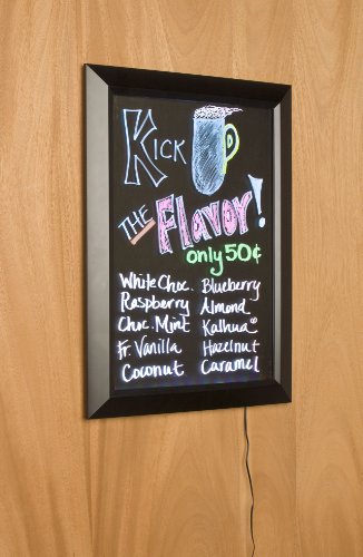 Illuminated LED Message Board for Wall with 8 Liquid Chalk Markers, 13 Illumination Settings - Black 25 by 18.25