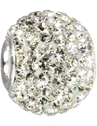 SilberDream Glitter Bead Swarowski Elements white shiny, 925 Sterling Silver Charms Bead, for Bead Bracelet, Necklace or Earring GSB201