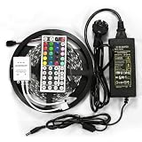 16.4ft 5M Waterproof Flexible strip 300leds Color Changing RGB SMD5050 LED Light Strip Kit RGB 5M +44Key Remote+12V 5A Power Supply