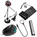 GTMax 5pcs Black/Red Flexible 5MP USB Camera Webcam with Microphone + Black USB Handheld Trackball Finger Mouse + Black USB/PS2 Flexible Silicone Keyboard + Black USB Flexible Light with 18 LED and Magnifier + Black 10 Port High Speed USB Hub