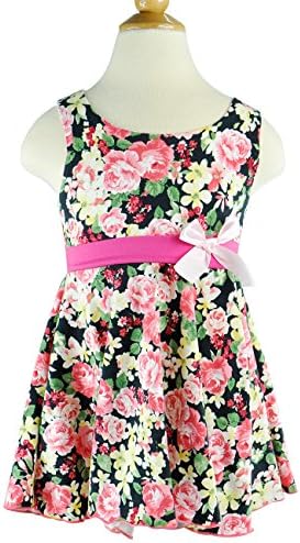 CM-CG Little Girls' Summer Flowers Multi Color Waistband Bowknots Vest Dress 2-3Y
