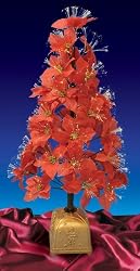 4' Pre-Lit Color Changing Fiber Optic Red Poinsettia Christmas Tree