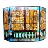 Tiffany Style Mission Design 3 Pieces Folding Fireplace Screen