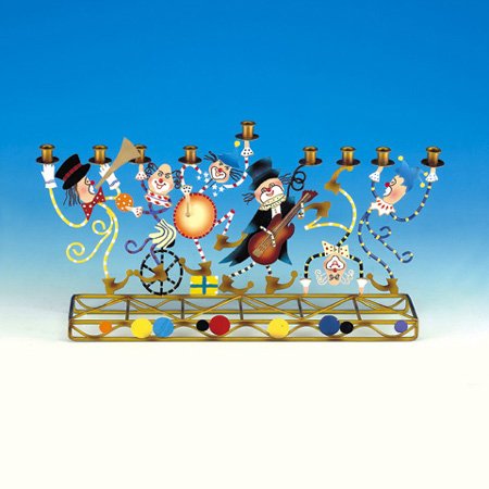 Klezmer Clowns Candle Menorah- Chanukkah-Hanukkah-Hanukkia
