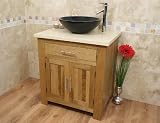 Solid Light Oak Bathroom Vanity Set with Black Granite Sink 502-MB-BG025