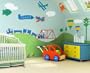 Trains, Airplanes, Cars Room - Wall Stencils for Boys Room Transportation Theme Wall Mural