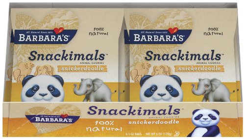 Barbara's Bakery Snackimals Animal Cookies, Snickerdoodle, 6 1-Ounce Packages (Pack of 6) 