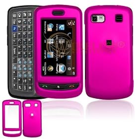 LG Xenon GR500 Cell Phone Hot Pink Rubber Feel Protective Case Faceplate Cover + Free LiveMyLife Wristband