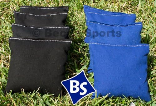 Weather Resistant Cornhole Bags Set - 4 Black & 4 Royal Blue