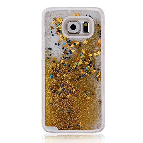Galaxy Note 5 Case, Galaxy Note 5 [Liquid Star] Case,Ruky Flowing Liquid Floating Bling Glitter Sparkle Flowing liquid Star Hard Case - Yellow