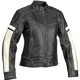 River Road Dame Women's Vintage Leather Cruiser Motorcycle Jacket w/ Free B&F Heart Sticker Bundle - Black / Medium