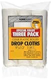 Premier Paint Roller 69730 Plastic Drop Cloth, 9-Feet by 12-Feet, 3-Pack