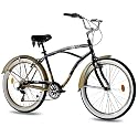 26" BEACHCRUISER EASY RIDER 2.0 HERRENFAHRRAD 6 Gang SHIMANO schwarz gold RETRO LOOK - 66,0 cm (26 Zoll)