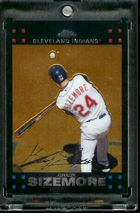 2007 Topps Chrome #83 Grady Sizemore Cleveland Indians Baseball Card - Mint Condition - Shipped In Protective Display Case !