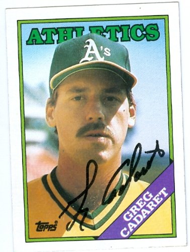 Greg Cadaret Autographed/Hand Signed MLB Baseball card (Oakland Athletics) 1988 Topps #328 (67)