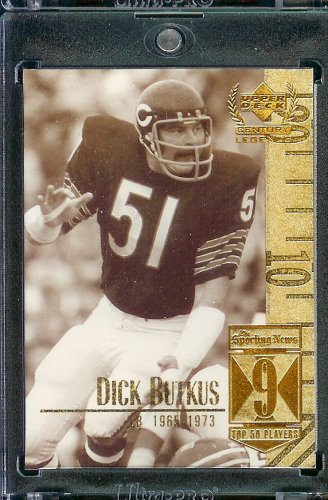 1999 Upper Deck Century Legends # 9 Dick Butkus Chicago Bears Football Card- Mint Condition - Shipped In Protective ScrewDown Case!
