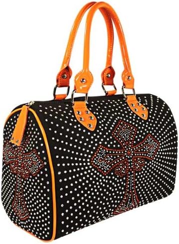 LANY Cross Rhinestones Black/Orange Handbag - One Size