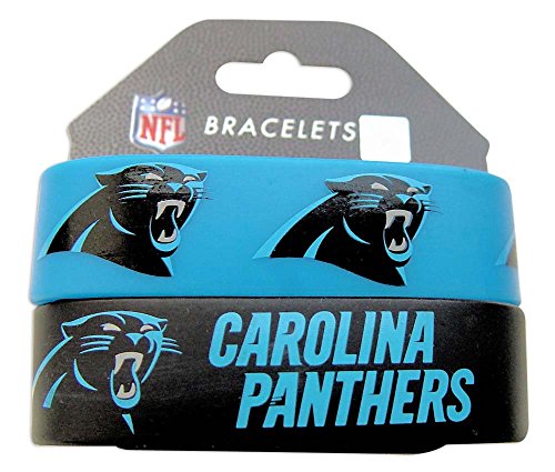 NFL Carolina Panthers Silicone Rubber Bracelet Set, 2-Pack