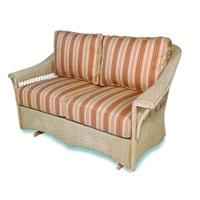 Lloyd-Flanders 51047043405 Nantucket Love Seat Glider in Antique Khaki finish and Riverside fabric by 