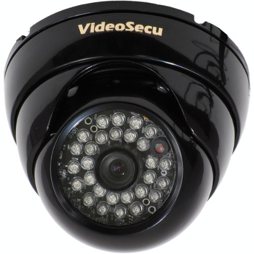 VideoSecu 1/3" Sony CCD Outdoor Night Vision Security Camera 480TVL 3.6mm Wide View Angle Lens Built-in 28 IR LEDs Vandal Armor Dome Camera for DVR CCTV Security System with Power Supply and Free Security Warning Decal W29